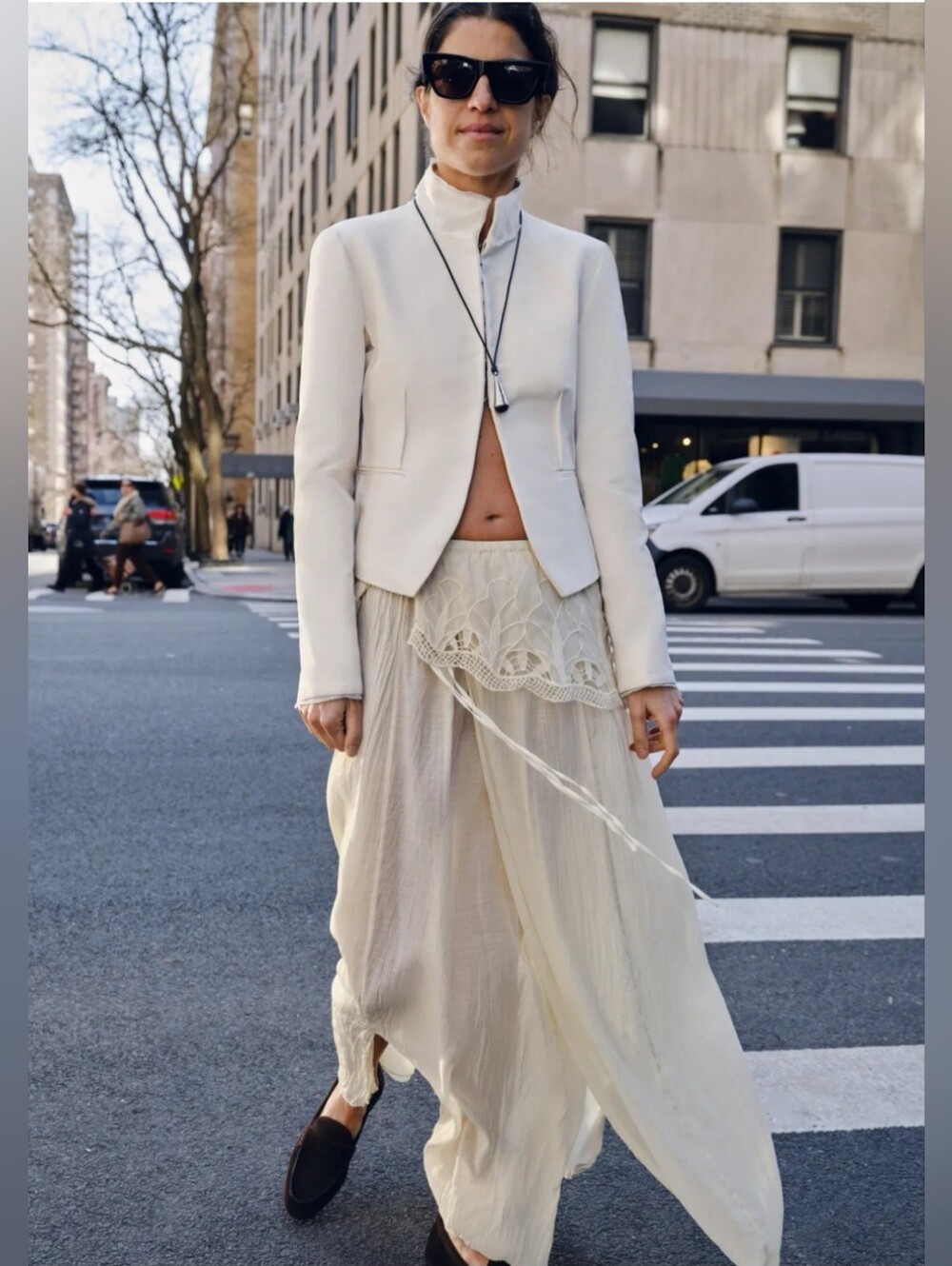 ZARA ZW COLLECTION ECRU EMBROIDERED SASH MIDI SKIRT ✨️✨️✨️